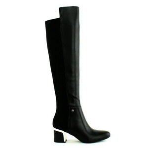 DKNY Women's Cora Knee High Boots Black Leather Stretch Back Size 6.5 NIB